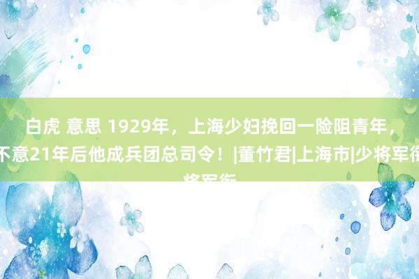 白虎 意思 1929年，上海少妇挽回一险阻青年，不意21年后他成兵团总司令！|董竹君|上海市|少将军衔