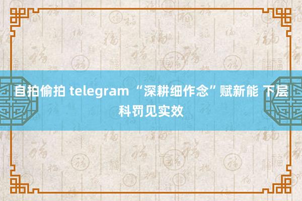 自拍偷拍 telegram “深耕细作念”赋新能 下层科罚见实效