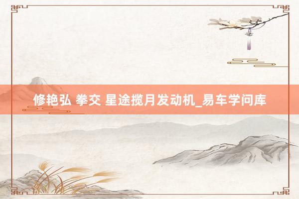 修艳弘 拳交 星途揽月发动机_易车学问库