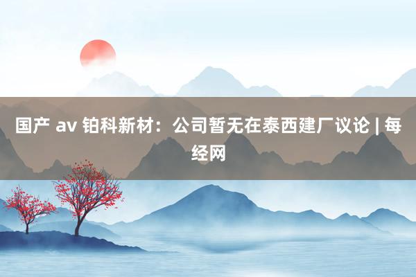 国产 av 铂科新材：公司暂无在泰西建厂议论 | 每经网
