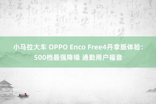 小马拉大车 OPPO Enco Free4丹拿版体验：500档最强降噪 通勤用户福音