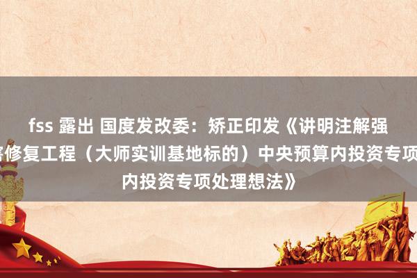 fss 露出 国度发改委：矫正印发《讲明注解强国基础要害修复工程（大师实训基地标的）中央预算内投资专项处理想法》